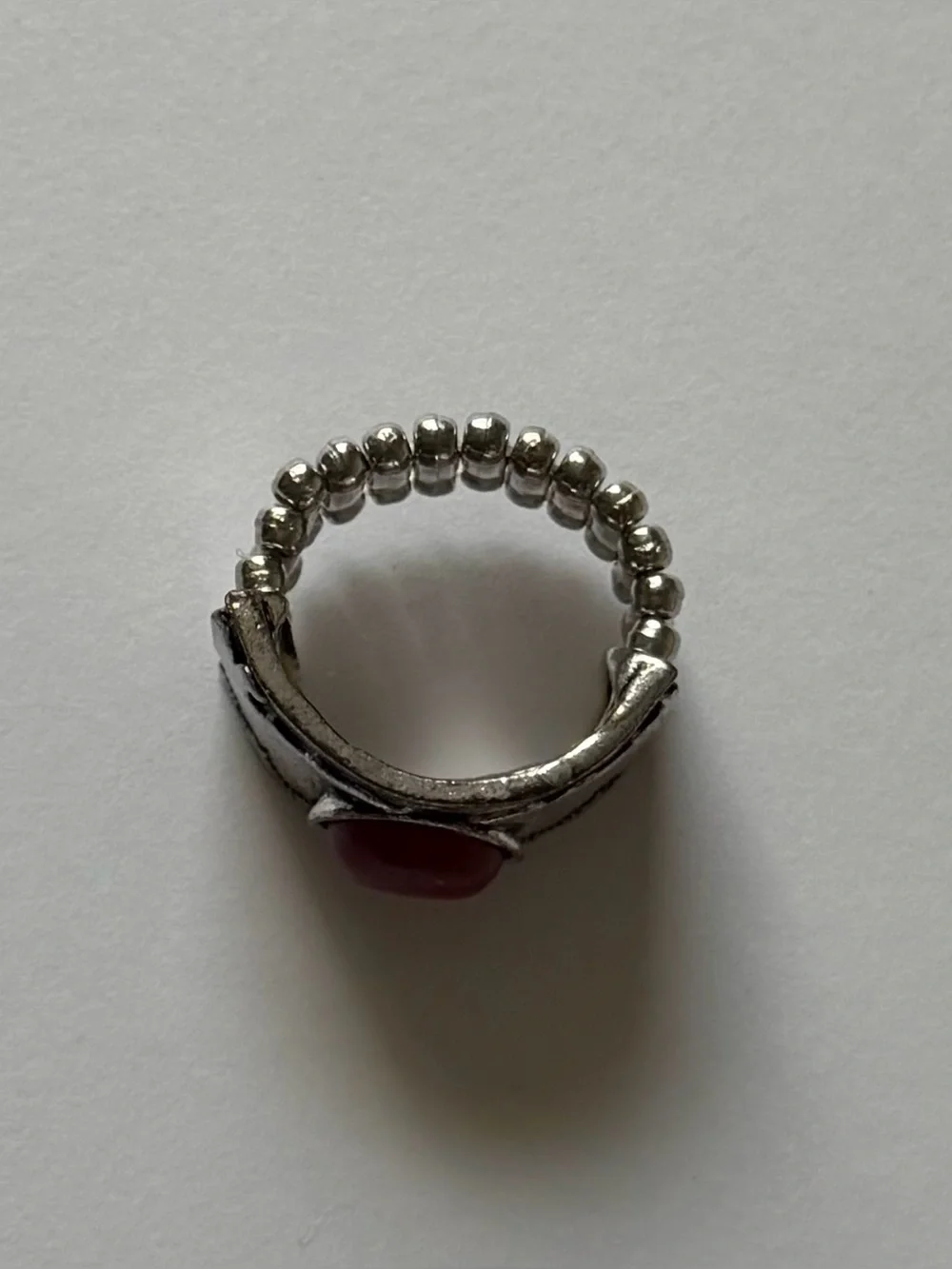 silver chunky adjustable gemstone ring
